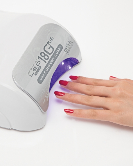 Picture of nails being cured by a Gelish 18G LED Light