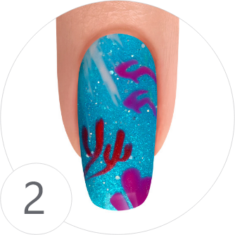 Step 2 - Picture of Painted Nail WIth Coral Designs