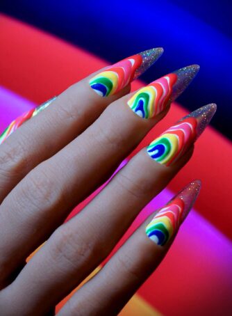 stileto rainbow finger nails