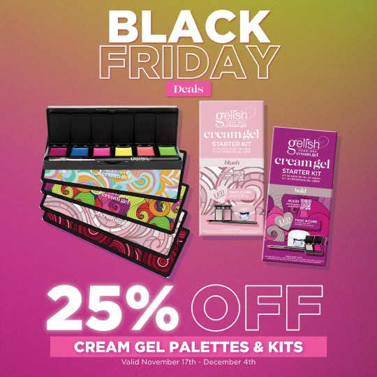 25 percent off cream gel palettes and kits