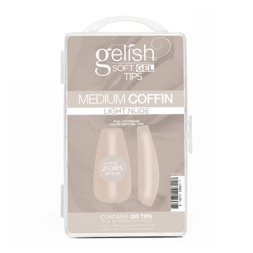 Soft Gel Tips - Light Nude Medium Coffin 120CT