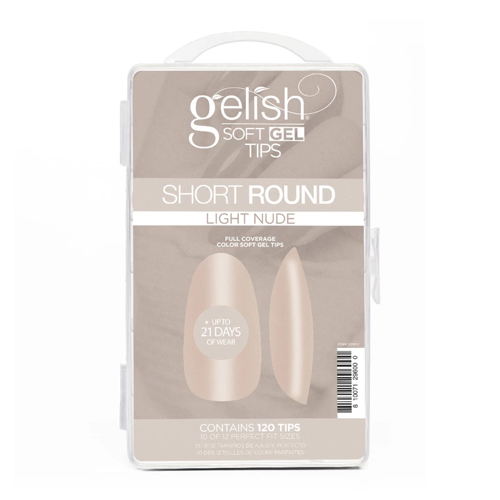 Soft Gel Tips - Light Nude Short Round 120CT