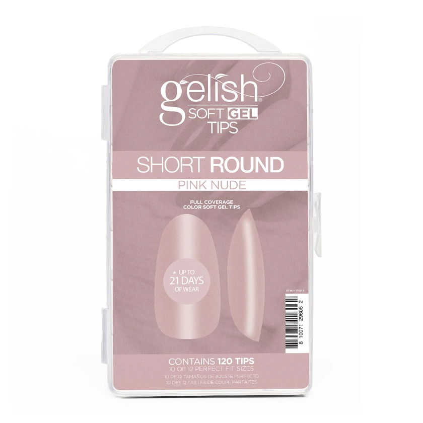 Soft Gel Tips - Pink Nude Short Round 120CT