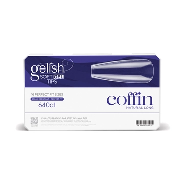 Soft Gel 640CT Clear Full Coverage Tips - Long Coffin
