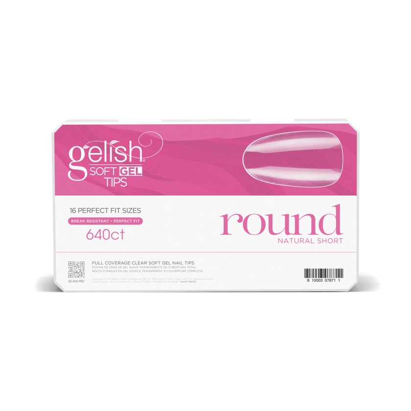 Soft Gel 640CT Clear Full Coverage Tips - Short Round