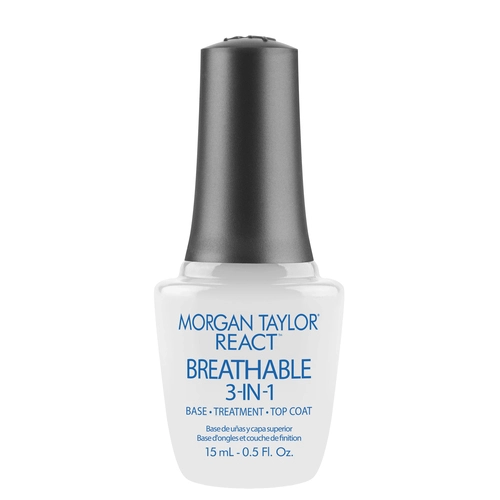 Morgan Taylor Nail Lacquer - React Breathable - 3-in-1 Base, Treatment, And Top Coat - 15ml - 3413000