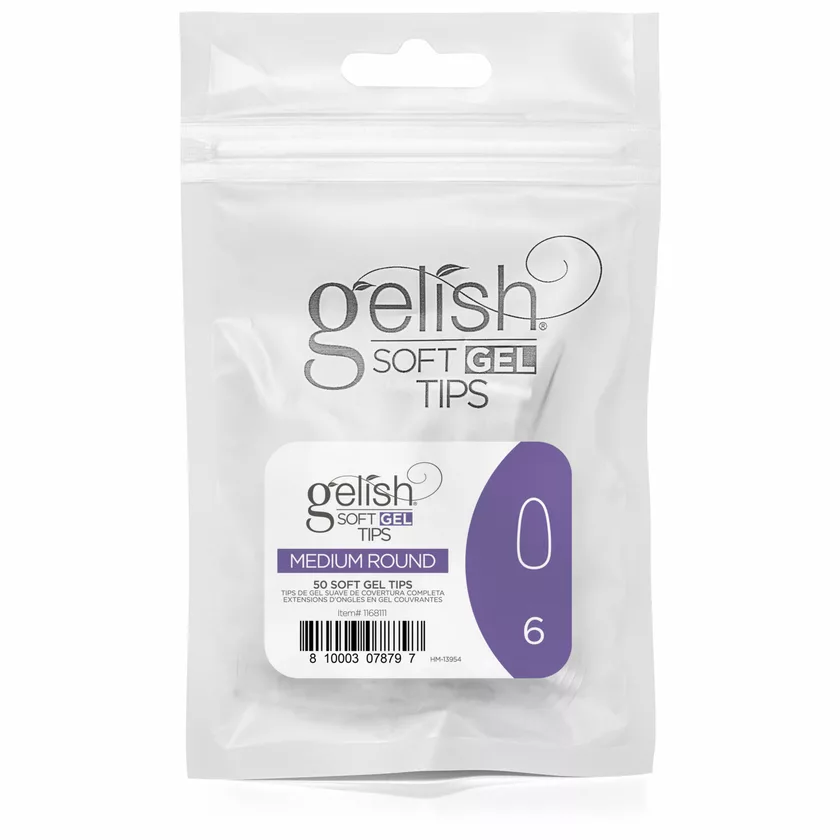 Gelish Soft Gel - Tips Refill - Medium Round- Size 6 - 50CT- 1168111