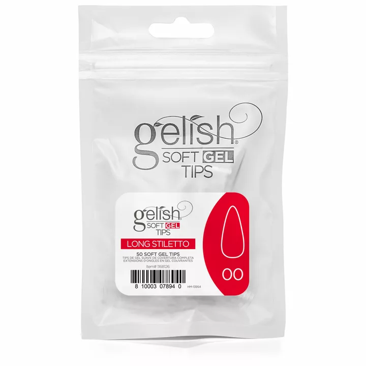 Gelish Soft Gel - Tips Refill - Long Stiletto- Size 00 - 50CT- 1168126