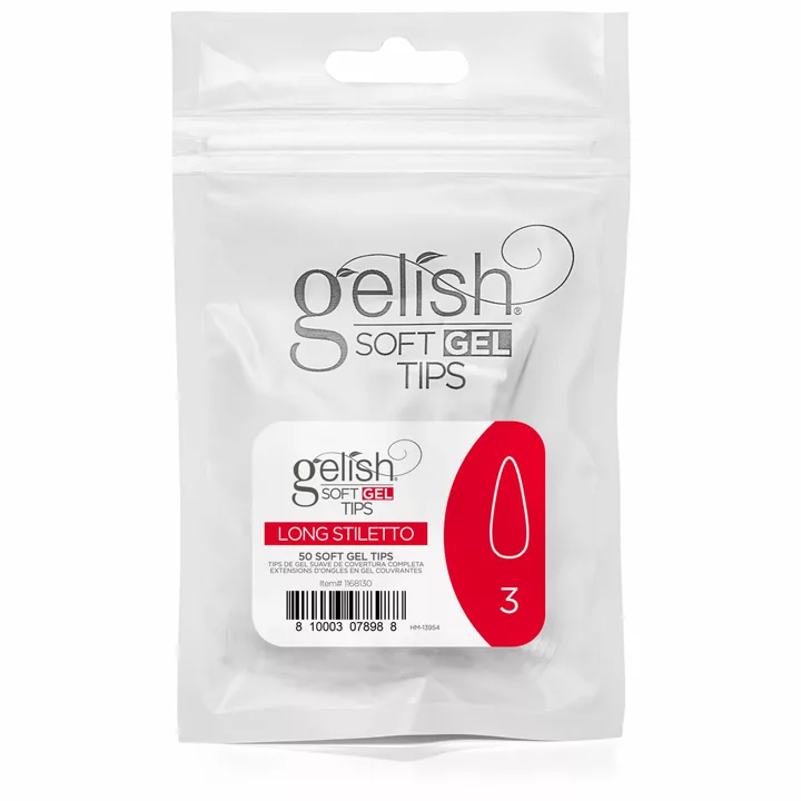 Gelish Soft Gel - Tips Refill - Long Stiletto- Size 3 - 50CT- 1168130