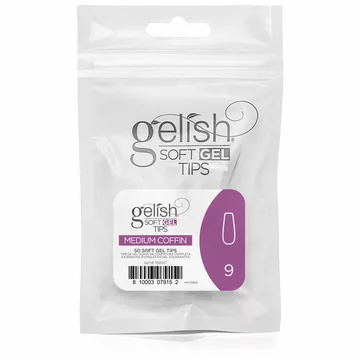 Gelish Soft Gel - Tips Refill - Medium Coffin- Size 9 - 50CT- 1168147