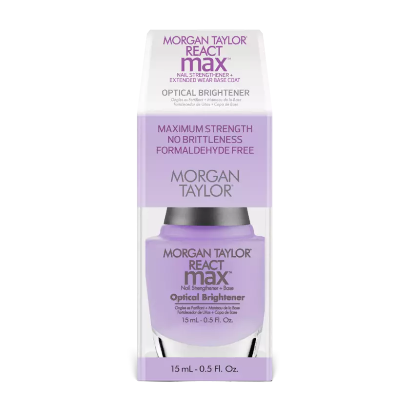 Morgan Taylor REACTmax Optical Brightener Nail Strengthener and Extended Wear Base Coat, 0.5 oz. 